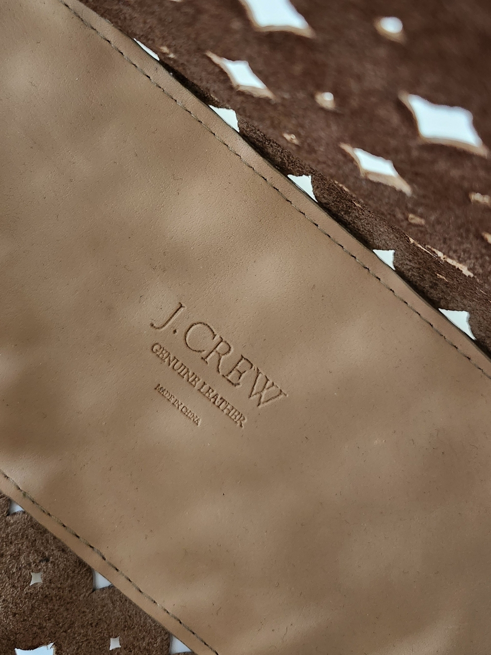 J. Crew Beige Leather Perforated TOTE - Picture 8 of 8